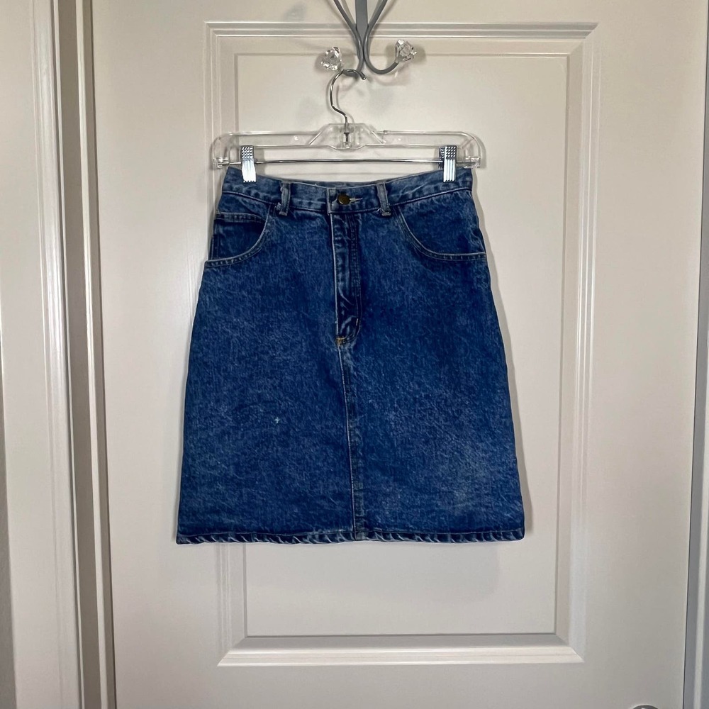 Vintage 80's Georges Marciano for Guess Blue Jean Mini Skirt Size 25
